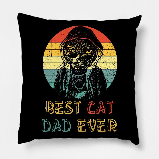 Best Cat Dad Ever Pillow by Rochelle Lee Elliott