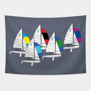 International 420 Sailboats Racing Tapestry