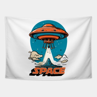 Vintage UFO Design Tapestry