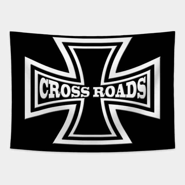 Iron Cross-Cross Roads Motorcycle Tapestry by DroolingBullyKustoms