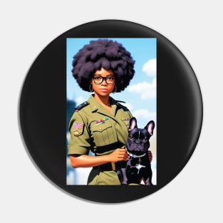 Military Girl with French Bully Pin