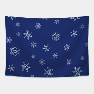 Blue Winter Snowflake Pattern Tapestry