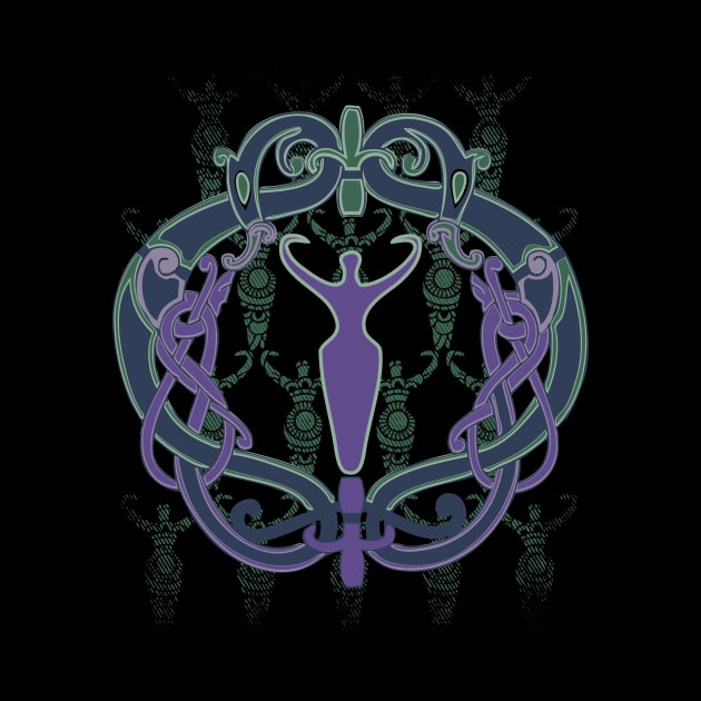 Celtic Goddess Symbol Ultraviolet Green by MalarkeyPie