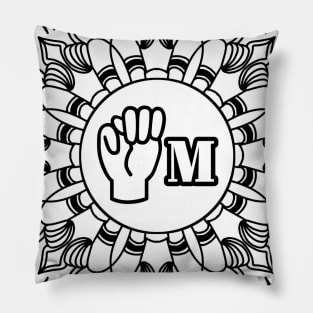 The letter " M " of American Sign Language - Gift Pillow