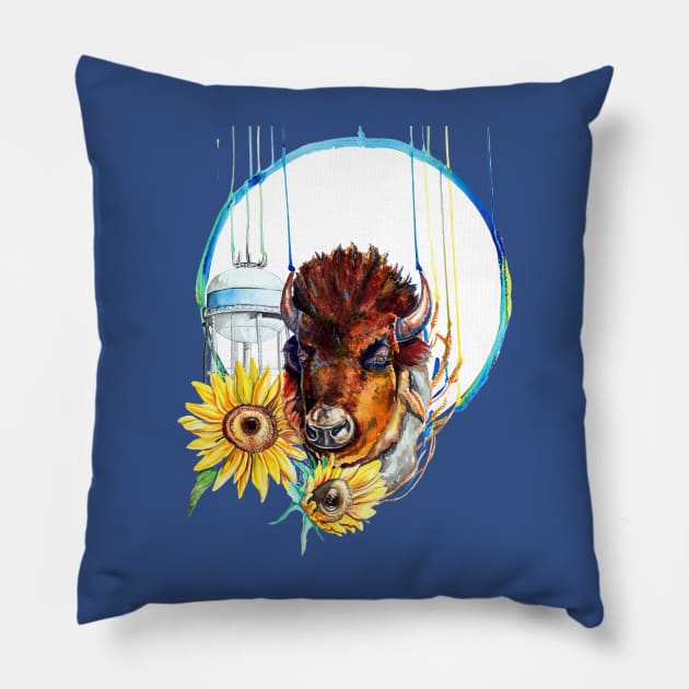 Home is Where the Buffalo... Pillow by Manic Pantry