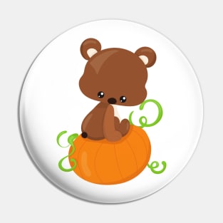 Thanksgiving Bear, Cute Bear, Little Bear, Pumpkin Pin