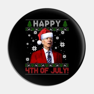 Funny Santa Joe Biden Happy 4th of July Ugly Christmas Sweater Pin