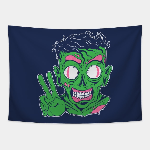 Funny Zombie Monster Cartoon Tapestry by SLAG_Creative