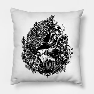 Ancient Elephant Black Pillow