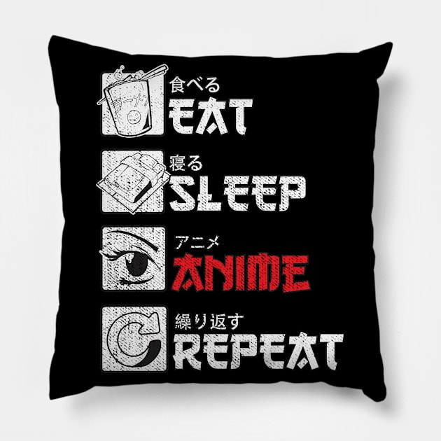 Eat Sleep Anime Repeat Gift Pillow by Alex21