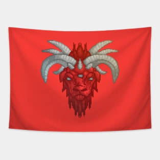 Red Demonic Argali Tapestry