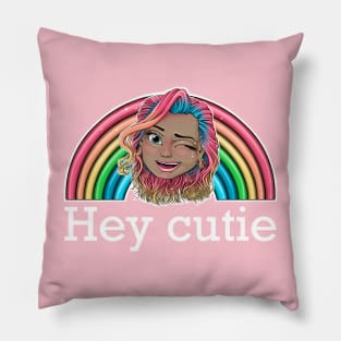 Hey cutie Reca Prisma winking face emoji (white text) Pillow
