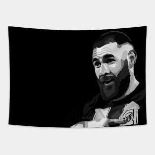 Benzema Legendary Football Black And White Art Tapestry