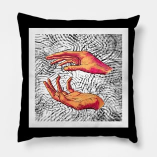 Two Hands Looking to Touch Pillow