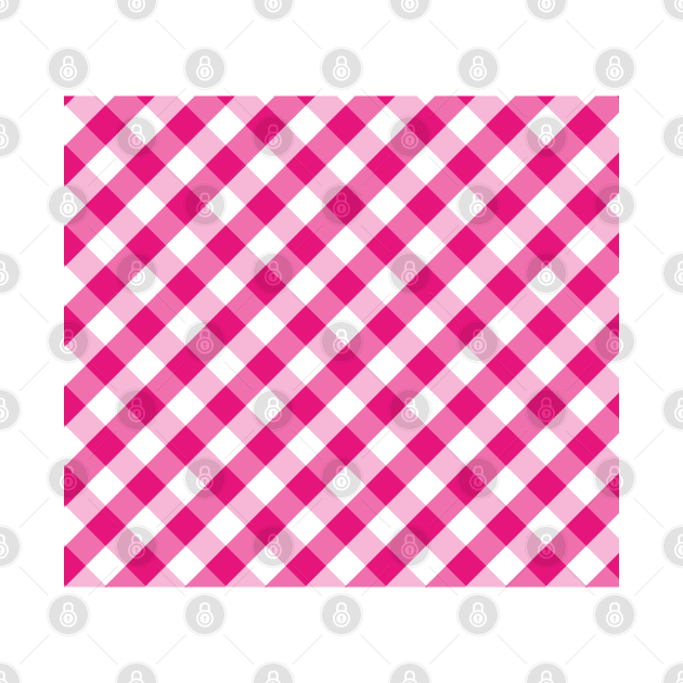 Hot Pink and White Check Gingham Plaid by squeakyricardo