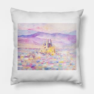 Pearlescent Morning in Barcelona Pillow