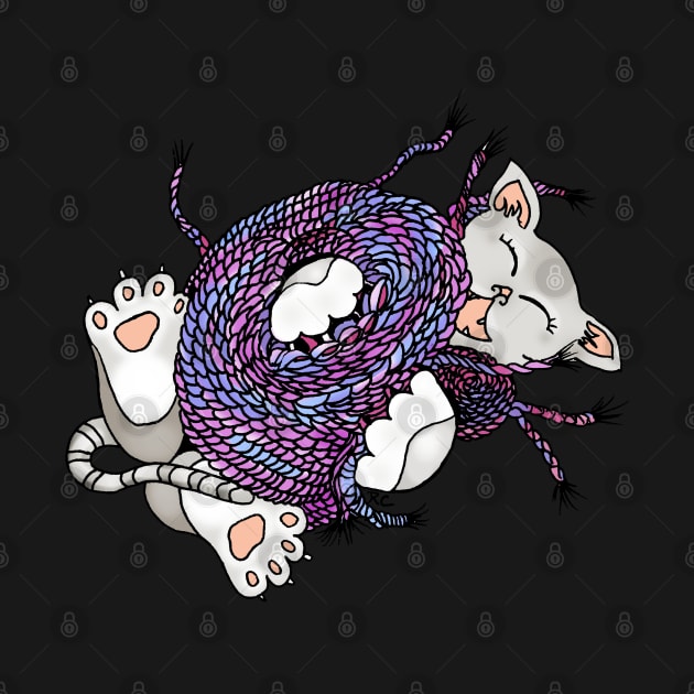 Yarn is So Fun! Playful Kitten Drawing by RhondaChase