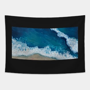 Crashing waves on the beach Tapestry