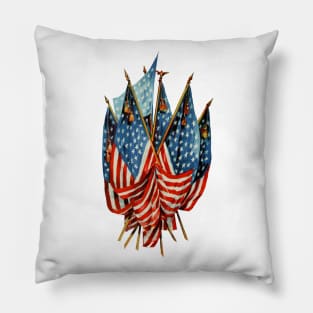 Vintage American Flags Pillow