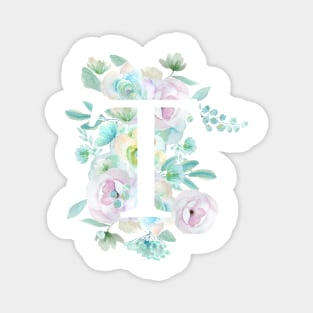 Botanical alphabet T green and purple flowers Magnet