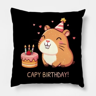 Capy Birthday Capybara Kawaii Pillow