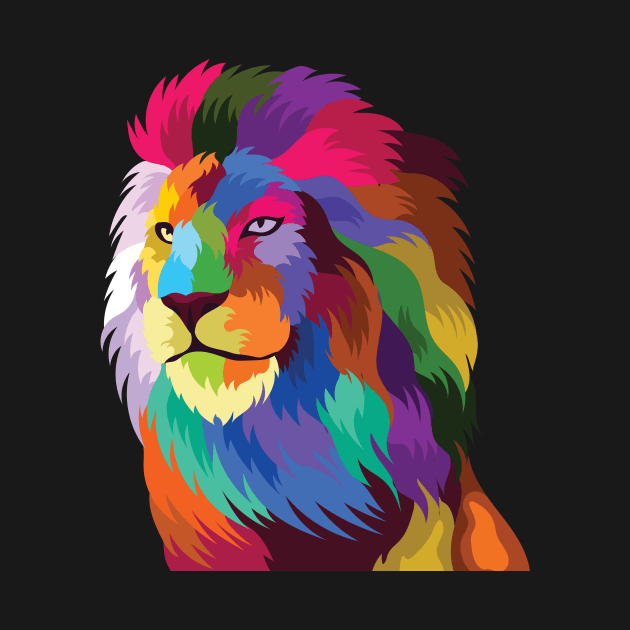 Colorful Lion head Pop Artistic Leo Geometric Polygonal king by FunnyUSATees