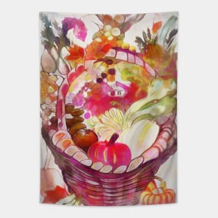 Fruits and vegetables in a basket digital art Tapestry