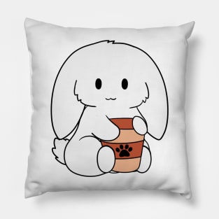 White Bunny Coffee Pillow