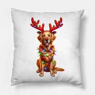 Christmas Red Nose Golden Retriever Dog Pillow