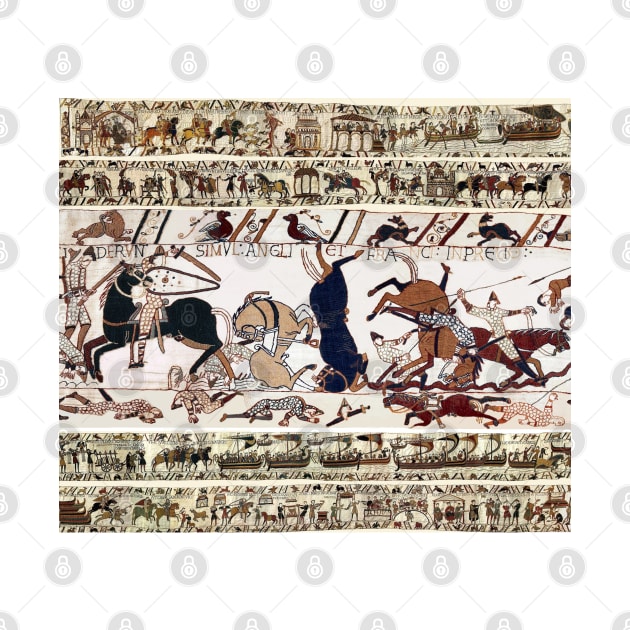 THE BAYEUX TAPESTRY,WAR HORSES AND NORMAN KNIGHTS COMBATTING HORSEBACK by BulganLumini