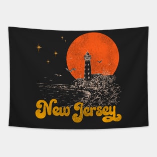 Vintage State of New Jersey Mid Century Distressed Aesthetic Tapestry