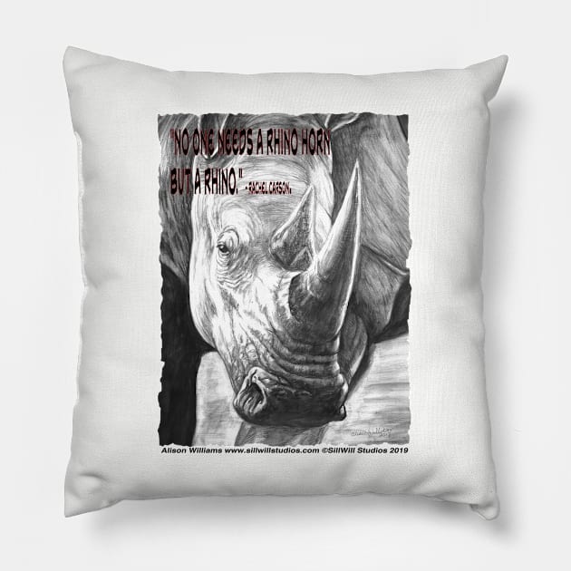 Rhino Love Pillow by SillWill Studios
