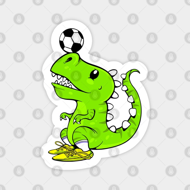 T Rex Soccer Cartoon Magnet by Nifty Studio