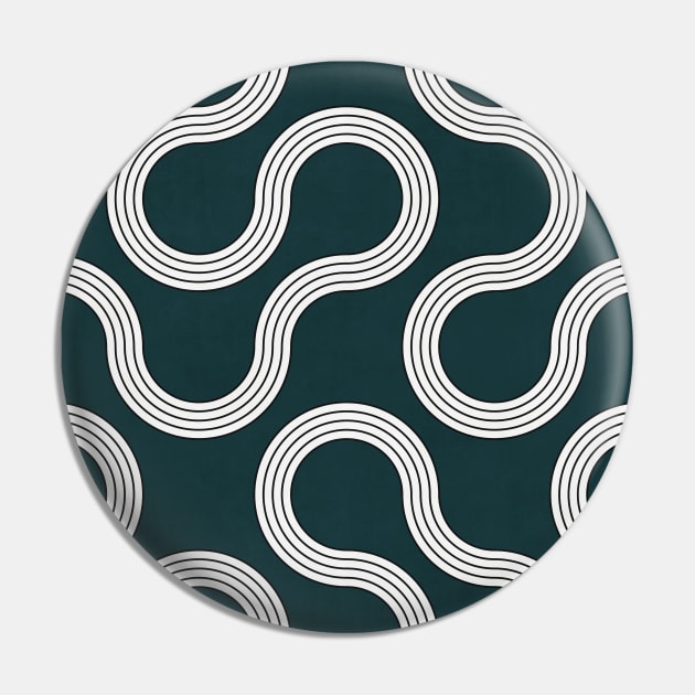 My Favorite Geometric Patterns No.35 - Green Tinted Navy Blue Pin by ZoltanRatko