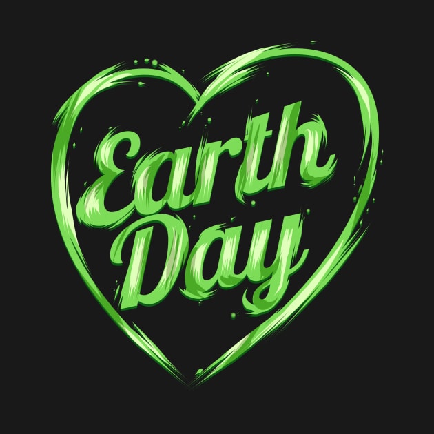 Green Heart Showing Logo For Earth Day by SinBle