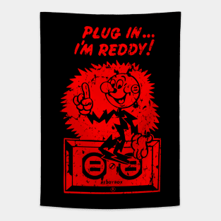 plug in reddy kilowatt distressed red Tapestry