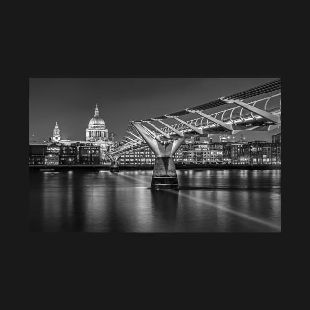 Millennium Bridge over River Thames in Black and White by TonyNorth