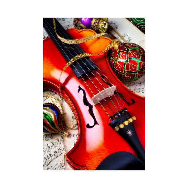 Beautiful Brouque Violin With Lovely Christmas Ornaments by photogarry