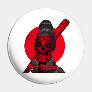 Tokebi's Cyberpunk Rockabilly Skull Pin