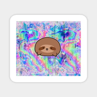 Chubby Sloth Blob Rainbow Holographic Magnet