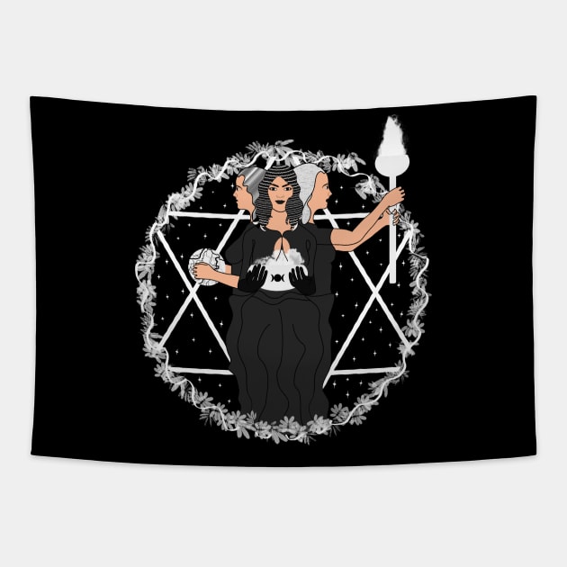 Hecate Goddess Moon Witchcraft Witch Tapestry by Manzo Carey