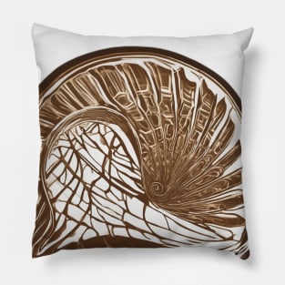 Bronze Nautilus Shell Artwork No. 757 Pillow