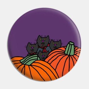 Halloween Horror Vampire Cats and Pumpkins Pin