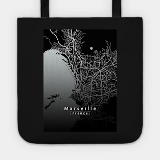 Marseille France City Map dark Tote