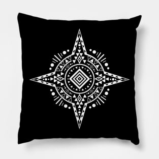 Aztec Circle Pattern Design White Pillow