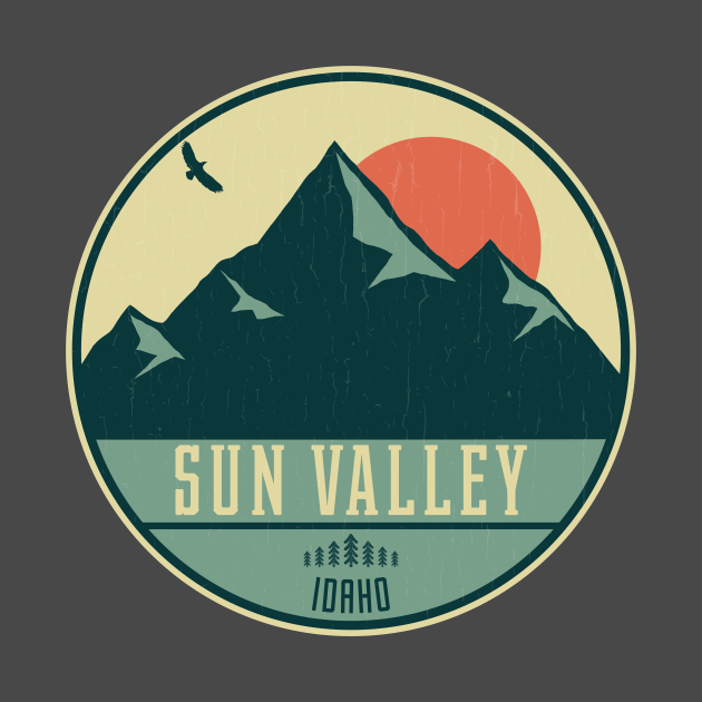 Sun Valley Idaho Retro Mountain Badge Sun Valley Idaho TShirt