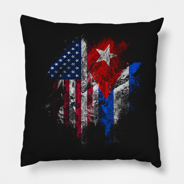 American and Cuban Flags Tee Pillow by pavelrmata