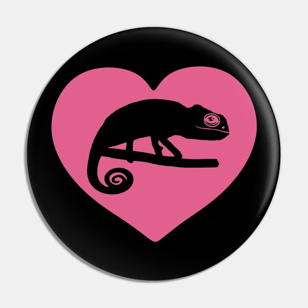 Pink Cute Chameleon Heart for Chameleon Lovers Pin by Mochi Merch