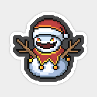 Pixel-art bad snowman Magnet