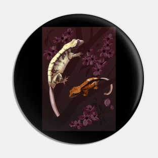 Crested Gecko Cherry Blossoms Pin